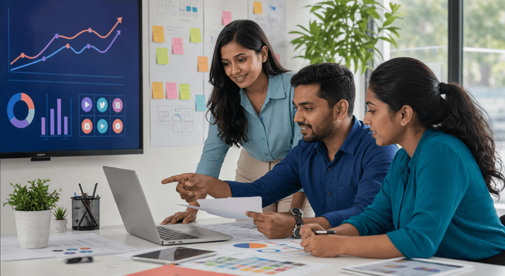 Sri Lankan team planning digital marketing campaigns